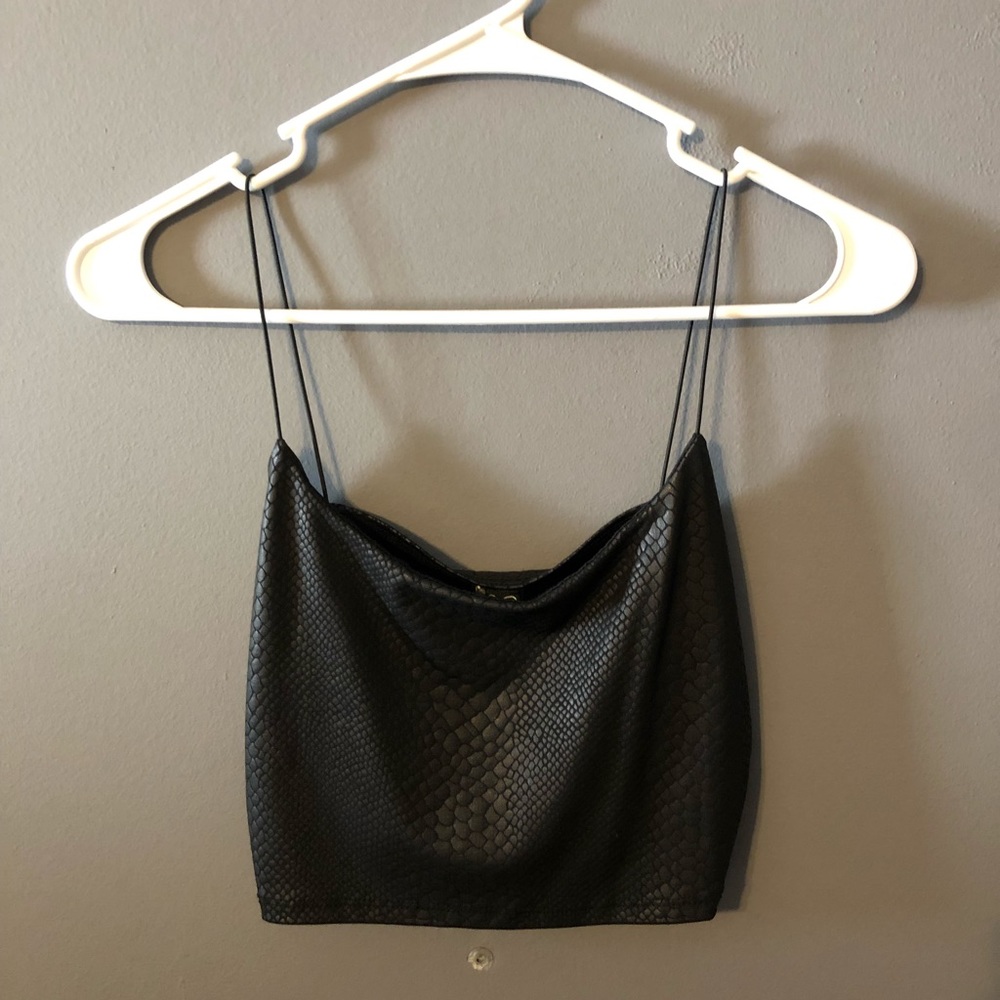 Black snakeskin crop top